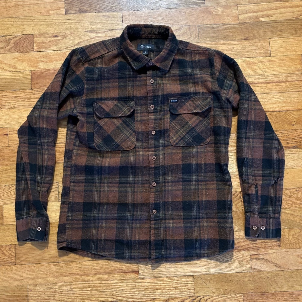 Brixton Brown and Black Plaid Button-Up Shirt